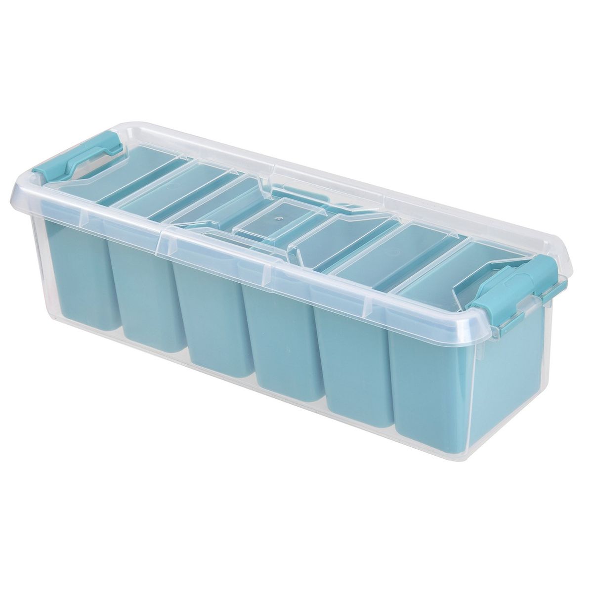 Caixa Organizadora Plastico Azul com 6 Divisorias 38x14x11cm Just Home Collection, marca Just Home Collection - Foto Principal
