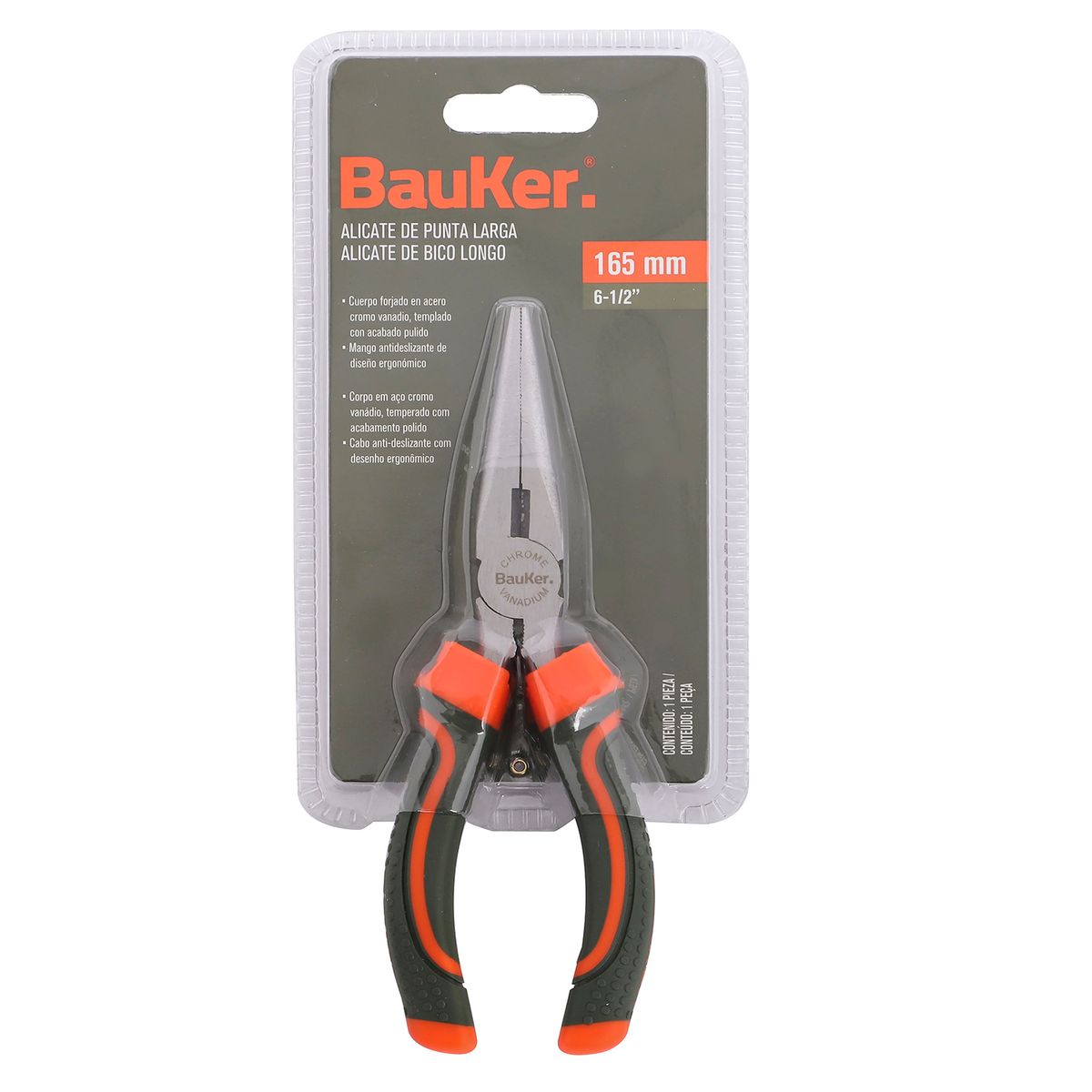 Alicate 6 de Pressão Ponta Longa 0,5 Polegadas Bauker, marca Bauker - Foto Principal
