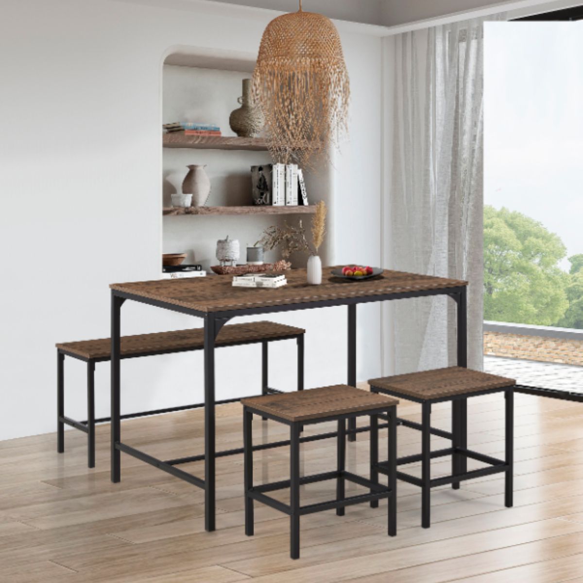 Conjunto de Jantar Amana 1 Mesa  e 3 Bancos Just Home Collection, marca Just Home Collection - Foto 2
