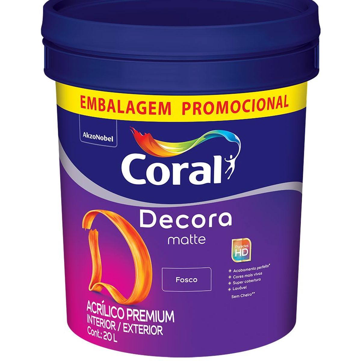 Tinta Coral Decora Acrílica Premium Fosco Branco 20 Litros, marca Coral - Foto 2