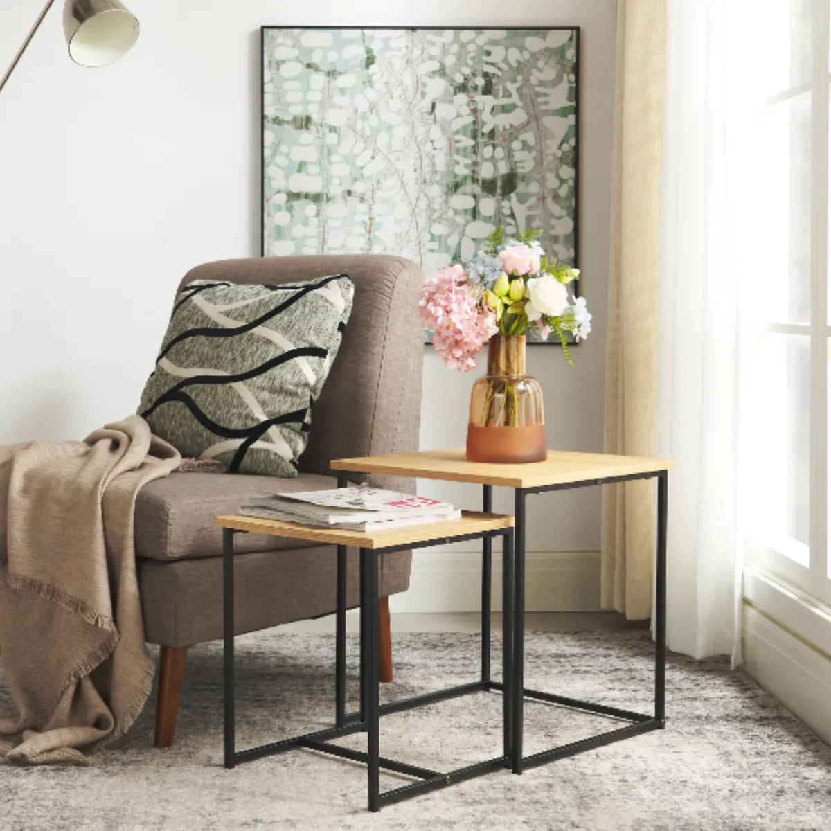 Conjunto de 2 Mesas Laterais Togo Just Home Collection, marca Just Home Collection - Foto 2
