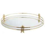 Bandeja Espelho Deco Dourado 30Cm