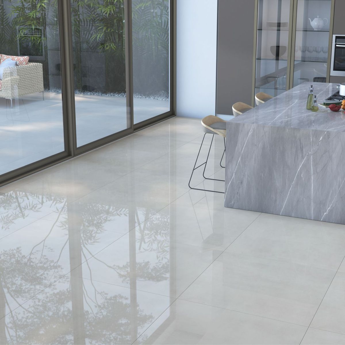 Eliane - Porcelanato Retificado Munari Marfim Polido 90x90cm Caixa 1,62 m²