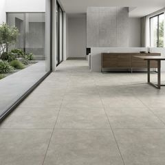 Piso Porcelanato Rústico Retificado Cinza Externo 80x80cm Chicago Grigio EXT Biancogres Caixa 2,6m²
