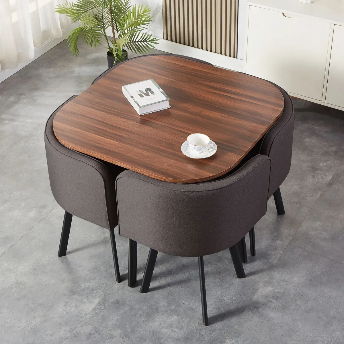 Conjunto Mesa de Jantar Pizza Preto Nia 4 Cadeiras Just Home Collection, marca Just Home Collection - Foto 2
