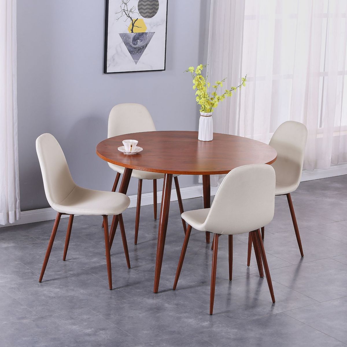 Conjunto Sala De Jantar Mesa Com 4 Cadeiras Anand Just Home Collection, marca Just Home Collection - Foto Principal