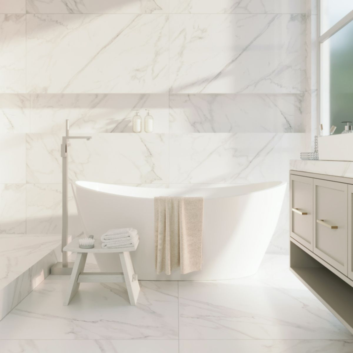 Porcelanato Natural Calacata Clássico White 87,7X87,7 Cm Retificado Caixa 1,54 M² Portinari, marca Portinari - Foto 2