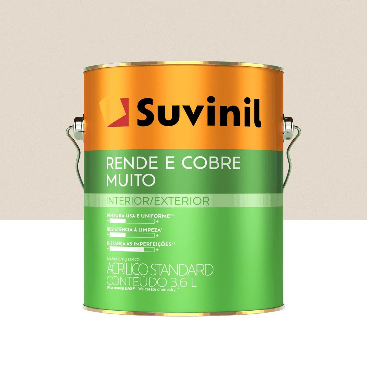 Tinta Acrílica Rende e Cobre Muito Standard Fosco Interno e Externo Algodão Egipcio 3,6L Suvinil, marca Suvinil - Foto Principal
