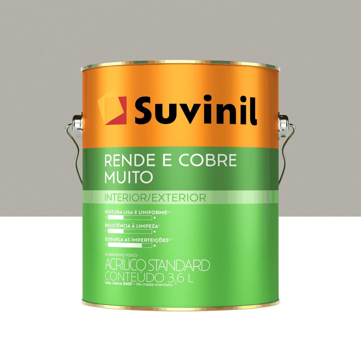 Tinta Acrílica Rende e Cobre Muito Standard Fosco Interno e Externo Elefante 3,6L Suvinil, marca Suvinil - Foto Principal