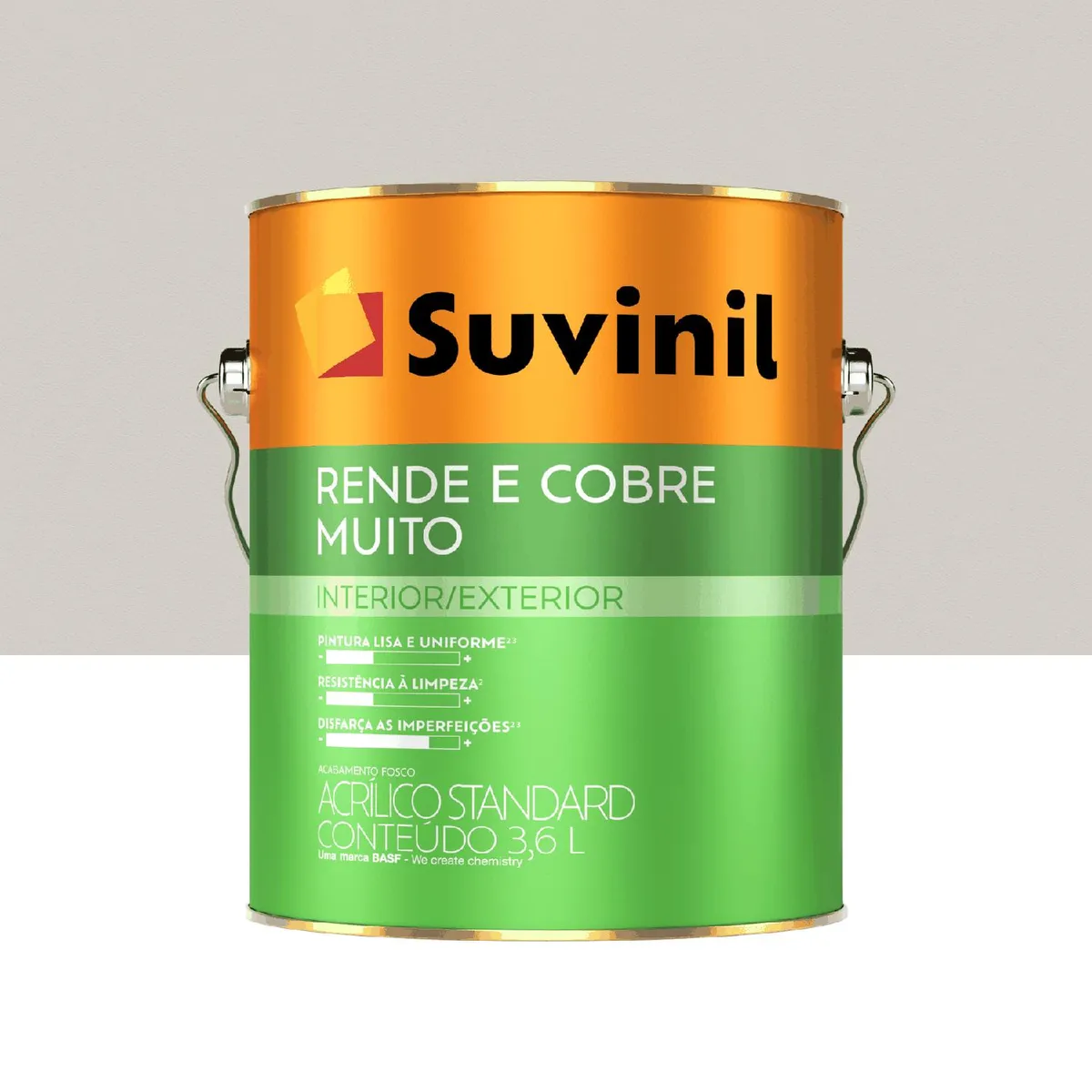 Tinta Acrílica Rende e Cobre Muito Standard Fosco Interno e Externo Cromio 3,6L Suvinil, marca Suvinil - Foto Principal