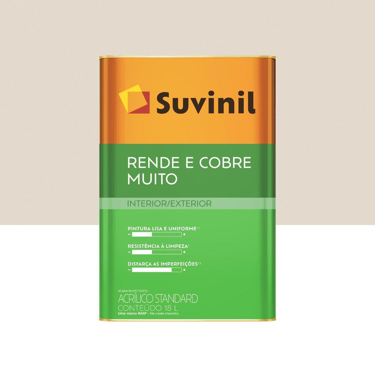 Tinta Acrílica Rende e Cobre Muito Standard Fosco Interno e Externo Algodão Egipcio 18L Suvinil, marca Suvinil - Foto Principal