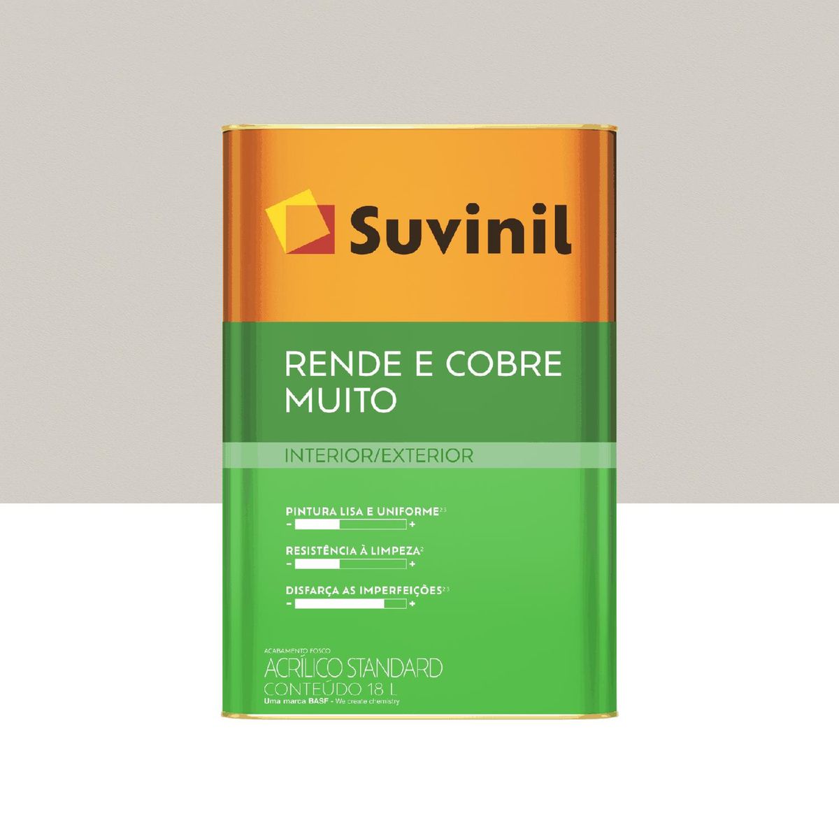 Tinta Acrílica Rende e Cobre Muito Standard Fosco Interno e Externo Cromio 18L Suvinil, marca Suvinil - Foto Principal