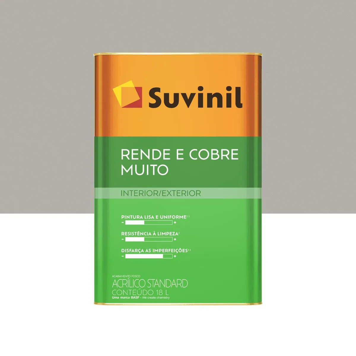 Tinta Acrílica Rende e Cobre Muito Standard Fosco Interno e Externo Elefante 18L Suvinil, marca Suvinil - Foto Principal