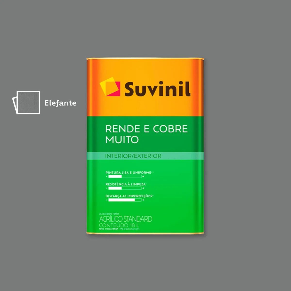 Tinta Acrílica Rende e Cobre Muito Standard Fosco Interno e Externo Elefante 18L Suvinil, marca Suvinil - Foto 2