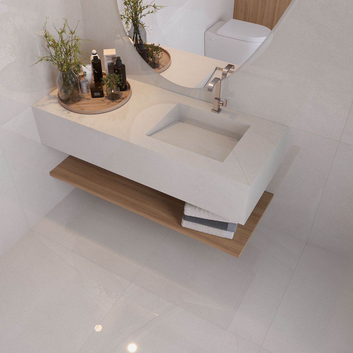 Porcelanato Retificado Khali Off White Polido 90x90 Cm Caixa 1,62 M², marca Eliane - Foto Principal