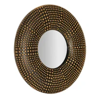 Espelho Decorativo 25cm Redondo Pvc Rebites Dourado Hc