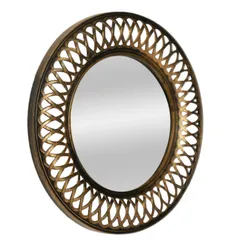 Espelho Decorativo 25cm Redondo Pvc Atenas Ouro Casa Bonita