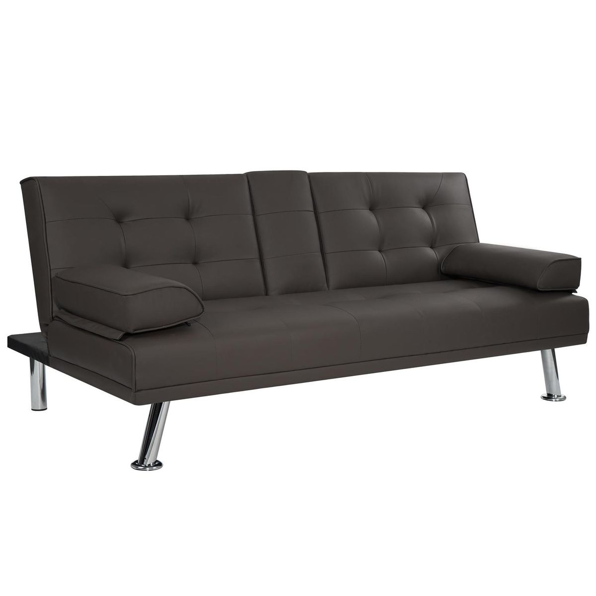 Sofá Cama 2 Lugares Café Aveiro 180 Cm Couro Ecológico Just Home Collection, marca Just Home Collection - Foto Principal