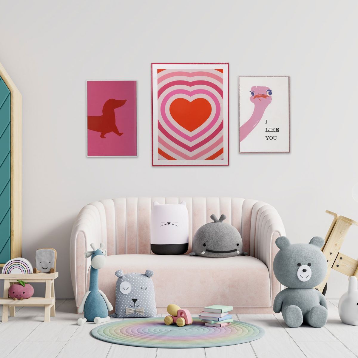 Conjunto 3 Quadros Decorativos Rosado 60x40cm, marca Just Home Collection - Foto 2