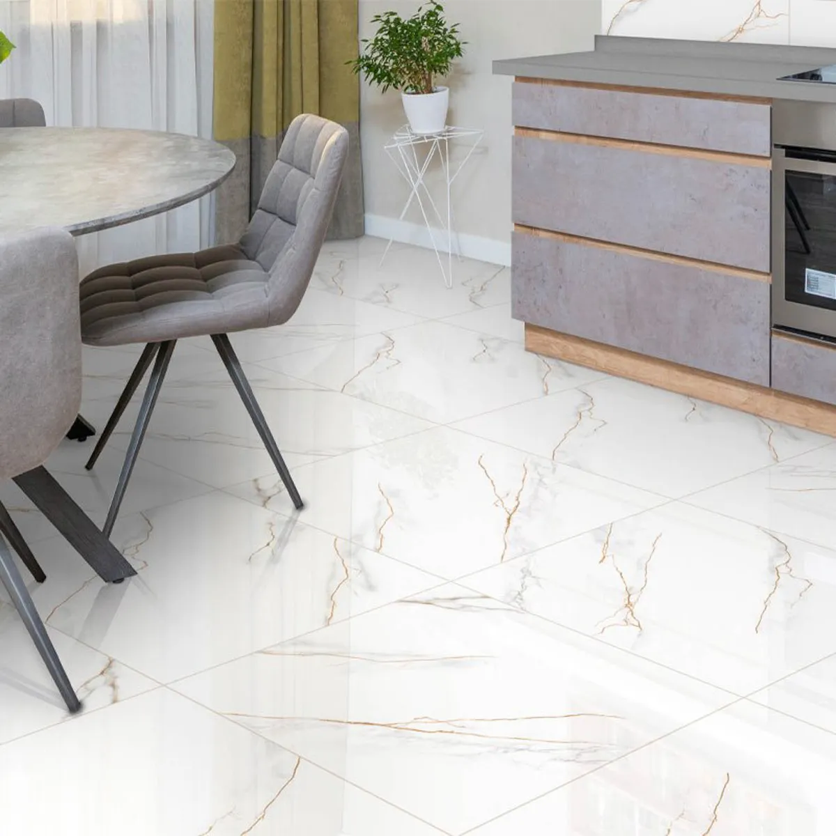 Piso Pr70312 Branco Retificado Polido 70x70cm Rochaforte Caixa 3,43m², marca Cerâmica São José - Foto 2