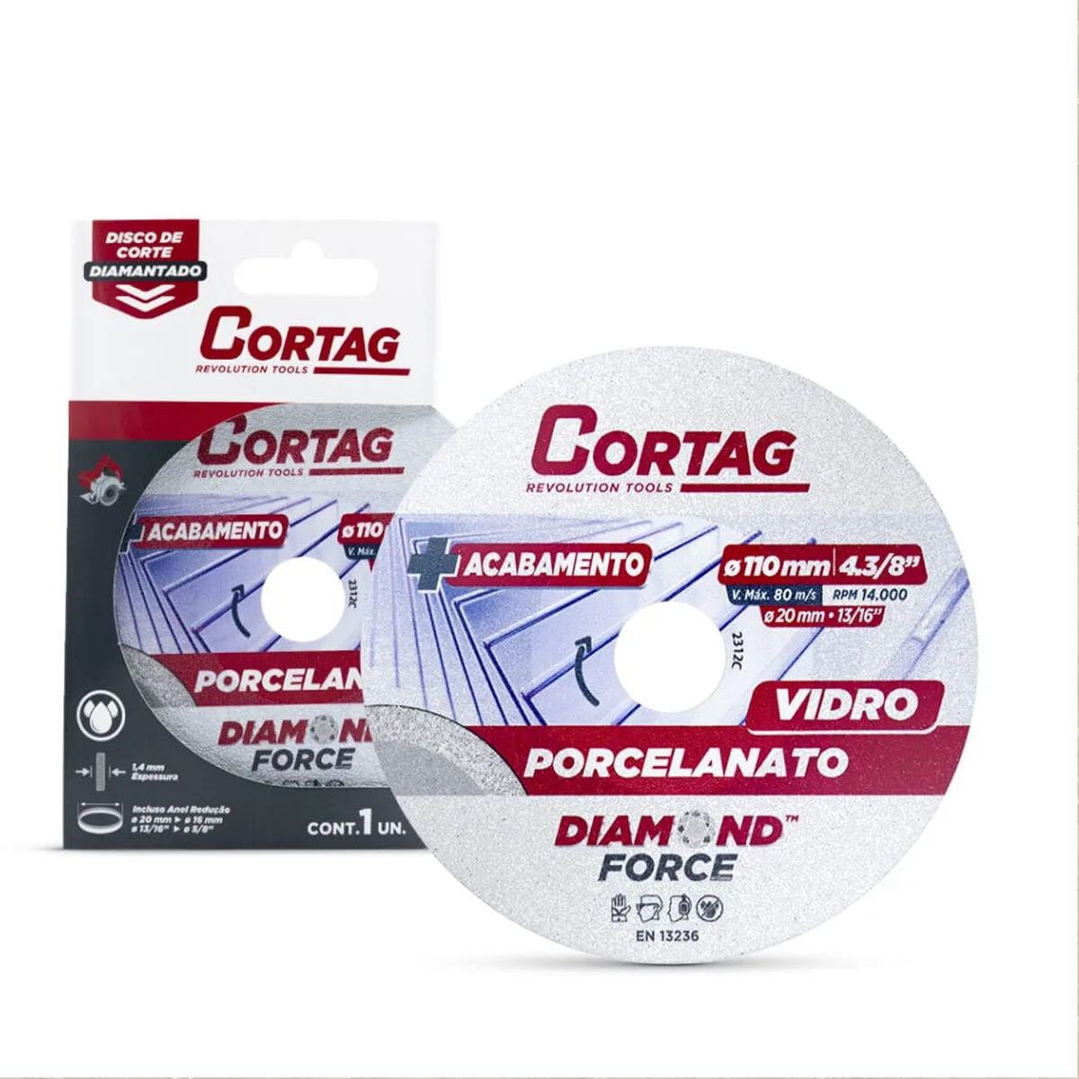 Disco Diamantado Porcelanato/vidro 110mm, marca Cortag - Foto Principal