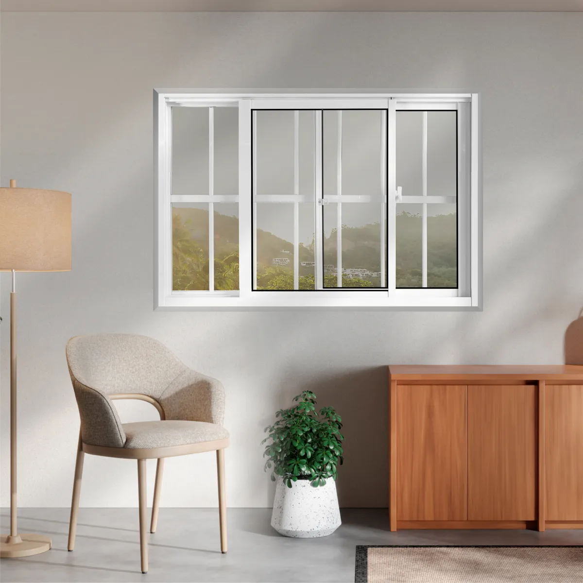 Janela de Correr 2 Folhas Móveis com Grade Alumínio Branco 100x150cm, marca  - Foto 2