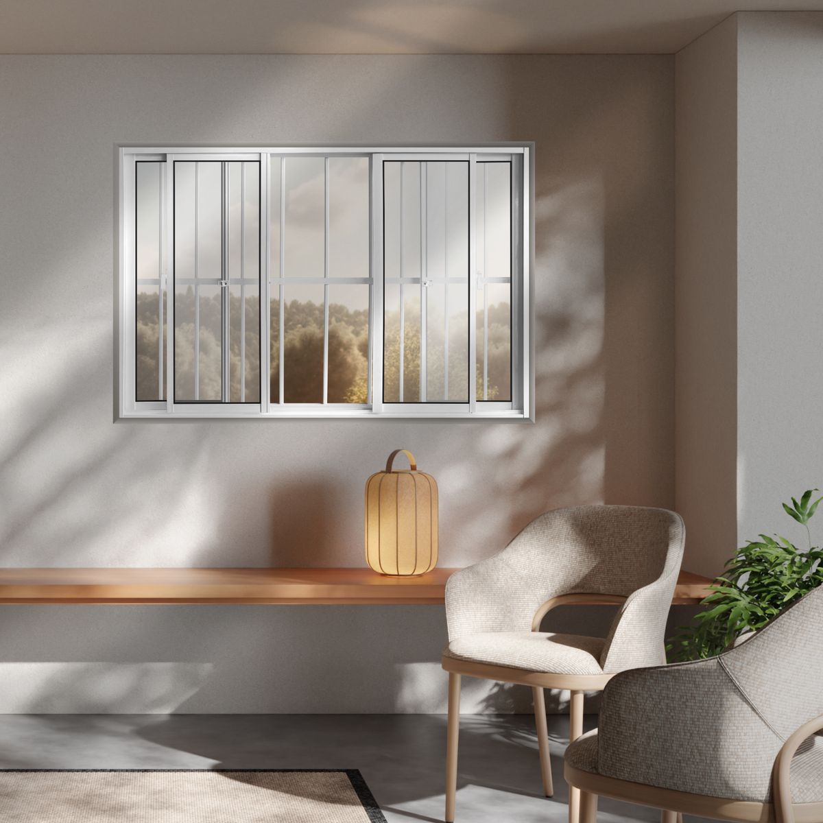 Janela de Correr 4 Folhas com Grade Alumínio Branco 100x150cm, marca  - Foto Principal