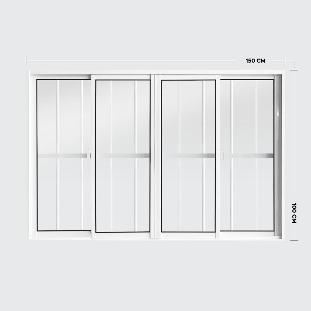 Janela de Correr 4 Folhas com Grade Alumínio Branco 100x150cm, marca  - Foto 2