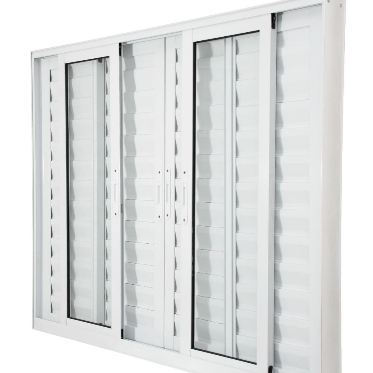 Veneziana 6 Folhas 2 Fixa Vidro Liso Branca 100x120, marca  - Foto 2