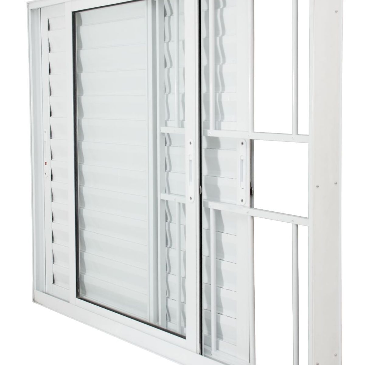 Veneziana 3 Folhas 1 Fixa Vidro Liso com Grade Branca 100x150, marca  - Foto Principal