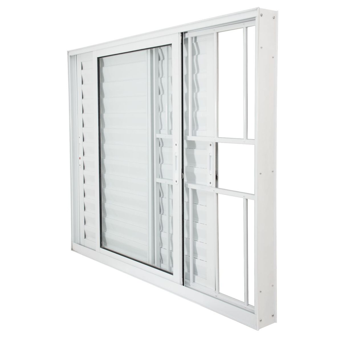 Veneziana 3 Folhas 1 Fixa Vidro Liso com Grade Branca 100x150, marca  - Foto Principal