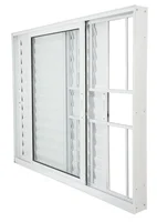Veneziana 3 Folhas 1 Fixa Vidro Liso com Grade Branca 100x150