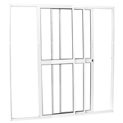 Porta de Correr 3 Folhas Moveis Vidro Liso Branca 210x150