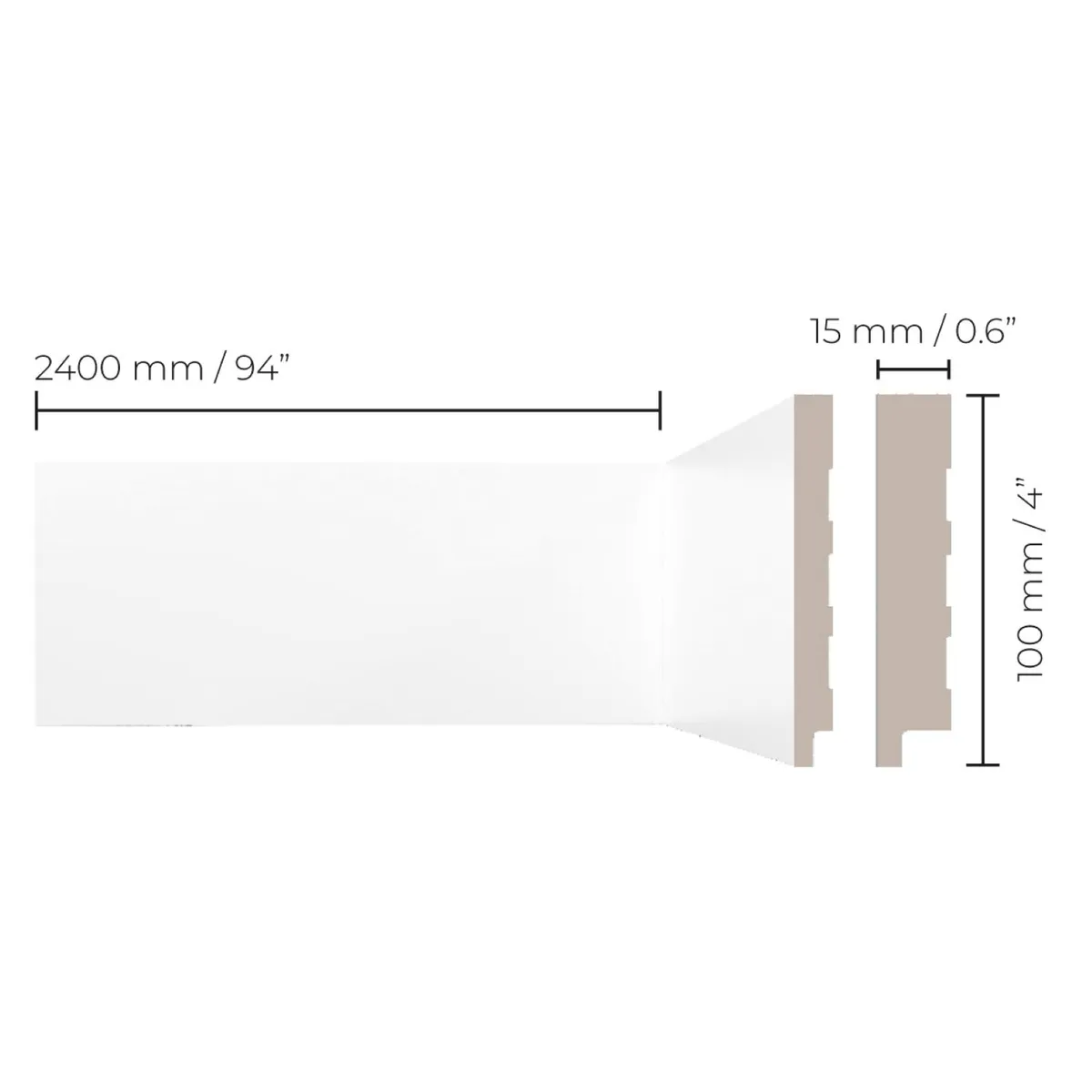 Rodapé Branco Liso Altura de 10cm, Espessura de 1,5cm e Comprimento de 240 Cm Cecafi, marca Cecafi - Foto 2