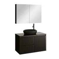 Gabinete Ripado 80 com Tampo de Vidro - Preto - Astral Design