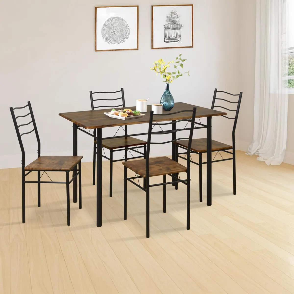 Conjunto Sala De Jantar Mesa Com 4 Cadeiras Panama Just Home Collection, marca Just Home Collection - Foto 2