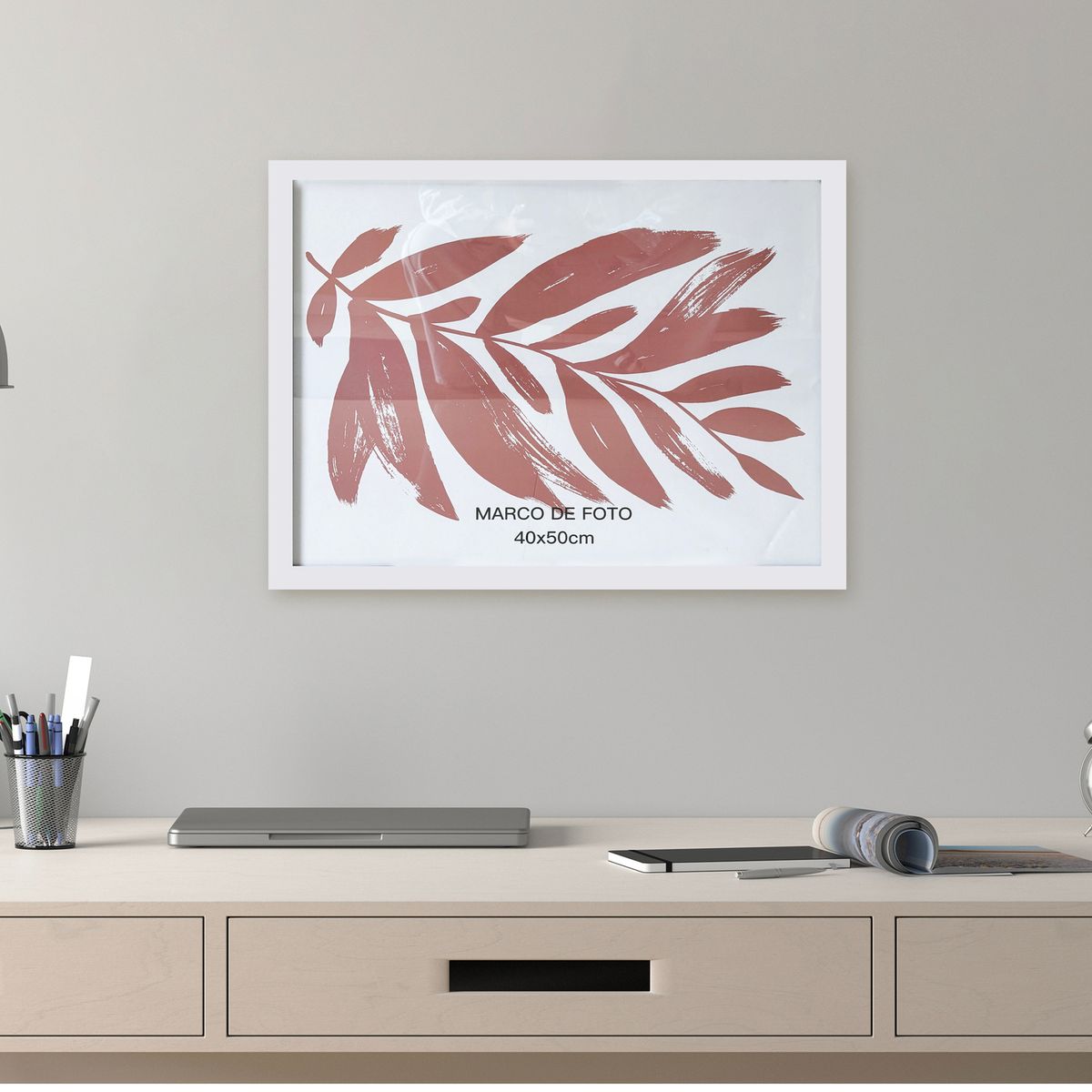 Moldura 40X50Cm Mdf Com Vidro Branco Just Home Collection, marca Just Home Collection - Foto 2