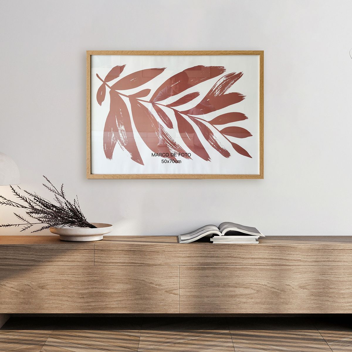 Moldura 50X70Cm Mdf Com Vidro Natural Just Home Collection, marca  - Foto 2
