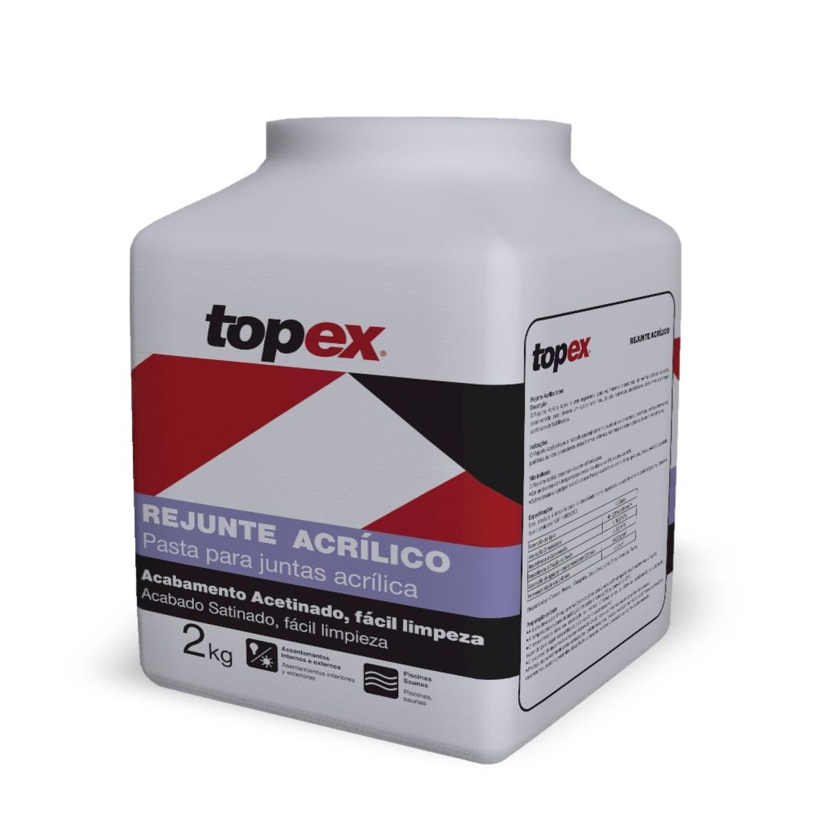 Rejunte Acrílico Cimento Cinza Pote 2 Kg Topex, marca Topex - Foto 2