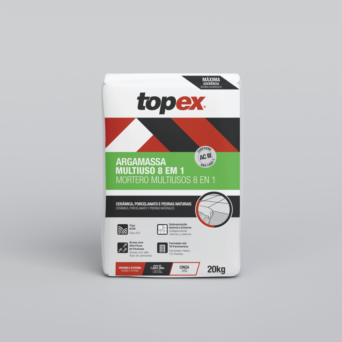 Argamassa Multiuso 8 em 1 Cinza Saco 20 Kg Topex, marca Topex - Foto 2