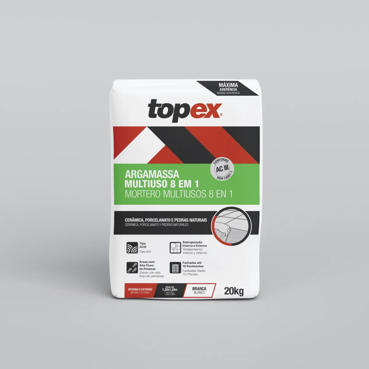 Argamassa Multiuso 8 em 1 Branco Saco 20 Kg Topex, marca Topex - Foto 2