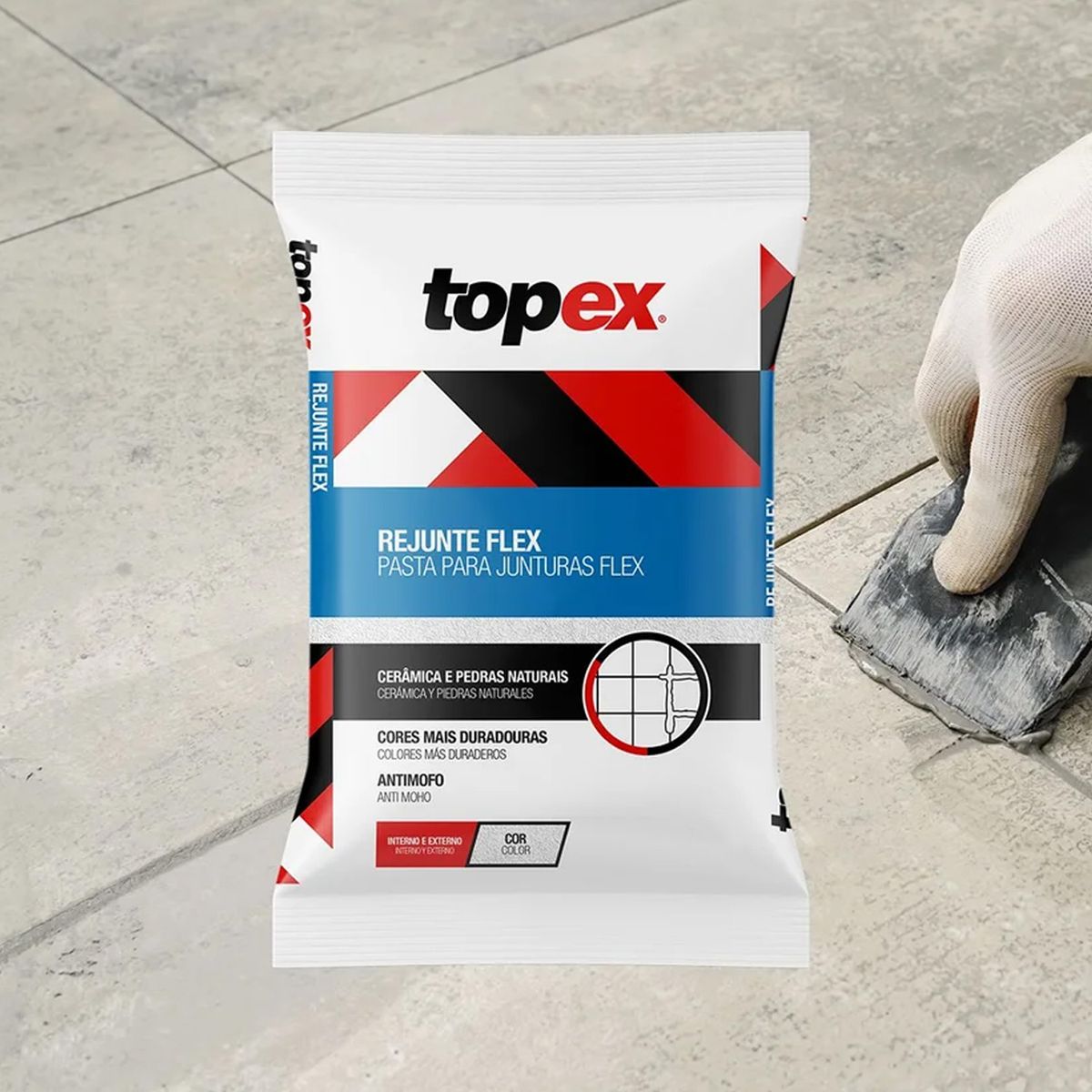 Rejunte Flexivel Branco Saco 1 Kg Topex, marca Topex - Foto 2