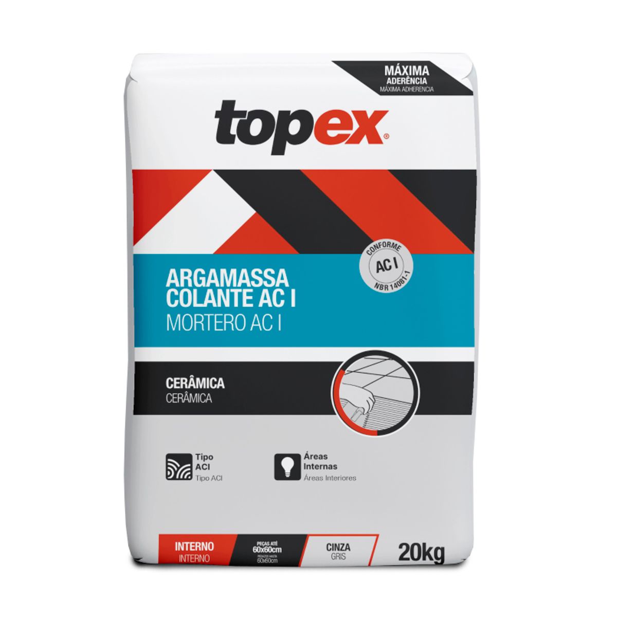 Argamassa Aci Interna Cinza Saco 20 Kg Topex, marca Topex - Foto Principal