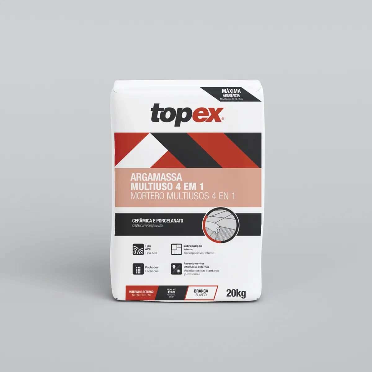 Argamassa Multiuso 4 em 1 Branca Saco 20 Kg Topex, marca Topex - Foto 2
