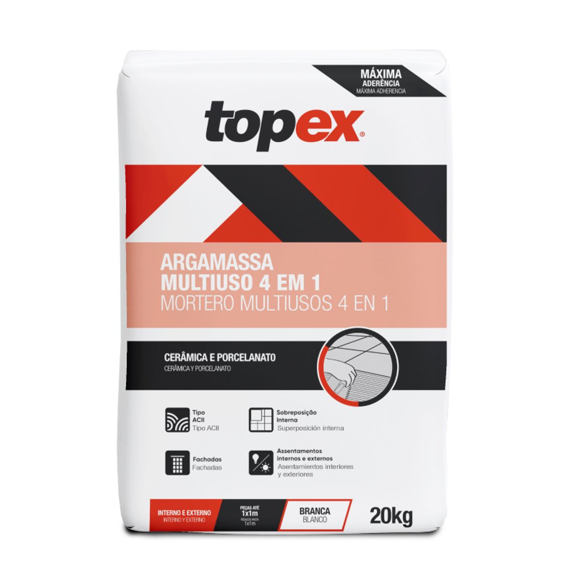 Argamassa Multiuso 4 em 1 Branca Saco 20 Kg Topex, marca Topex - Foto Principal