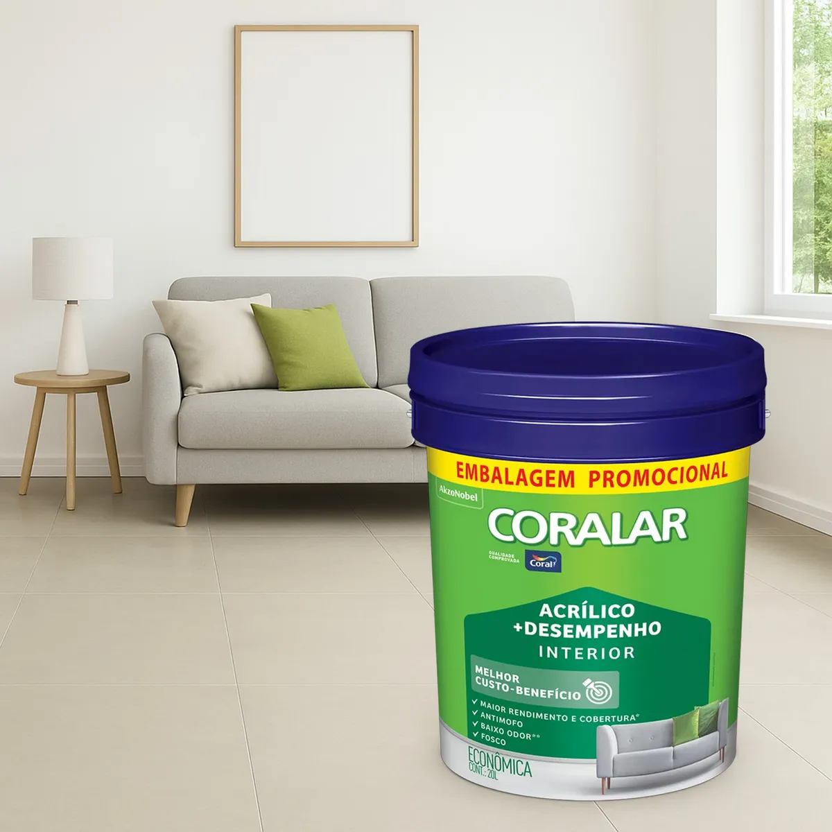 Tinta Econômica Acrílica Fosco + Desempenho Branco 20l Coralar, marca Coral - Foto 2