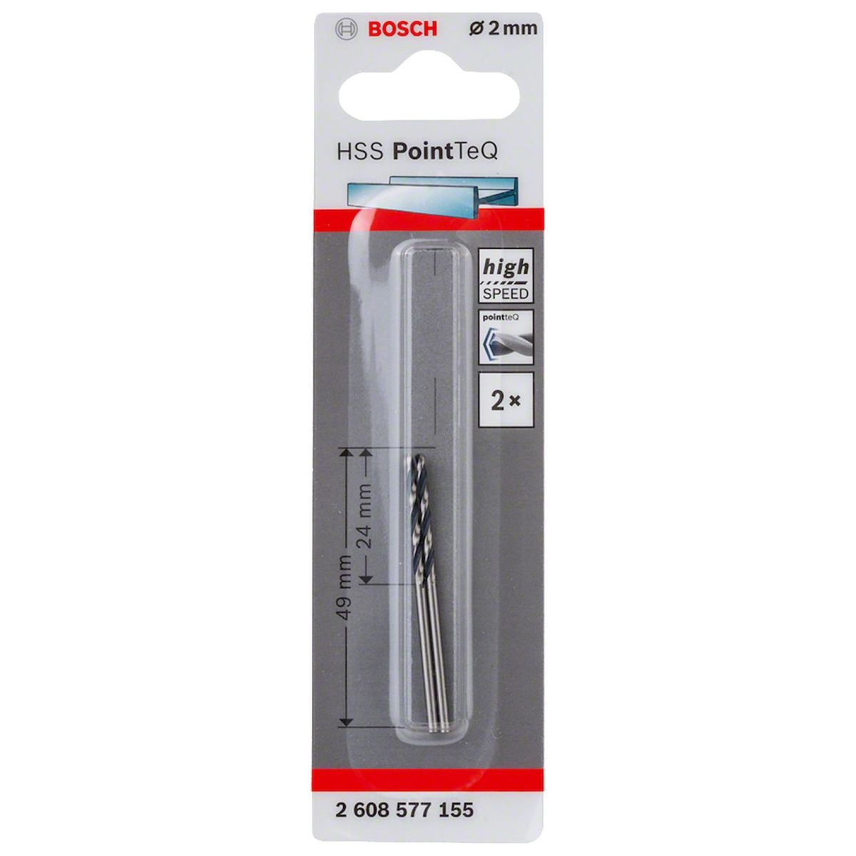 Pacote com 2 Unidades da Broca para Metal Hss-pointteq 2,0mm, marca Bosch - Foto 2