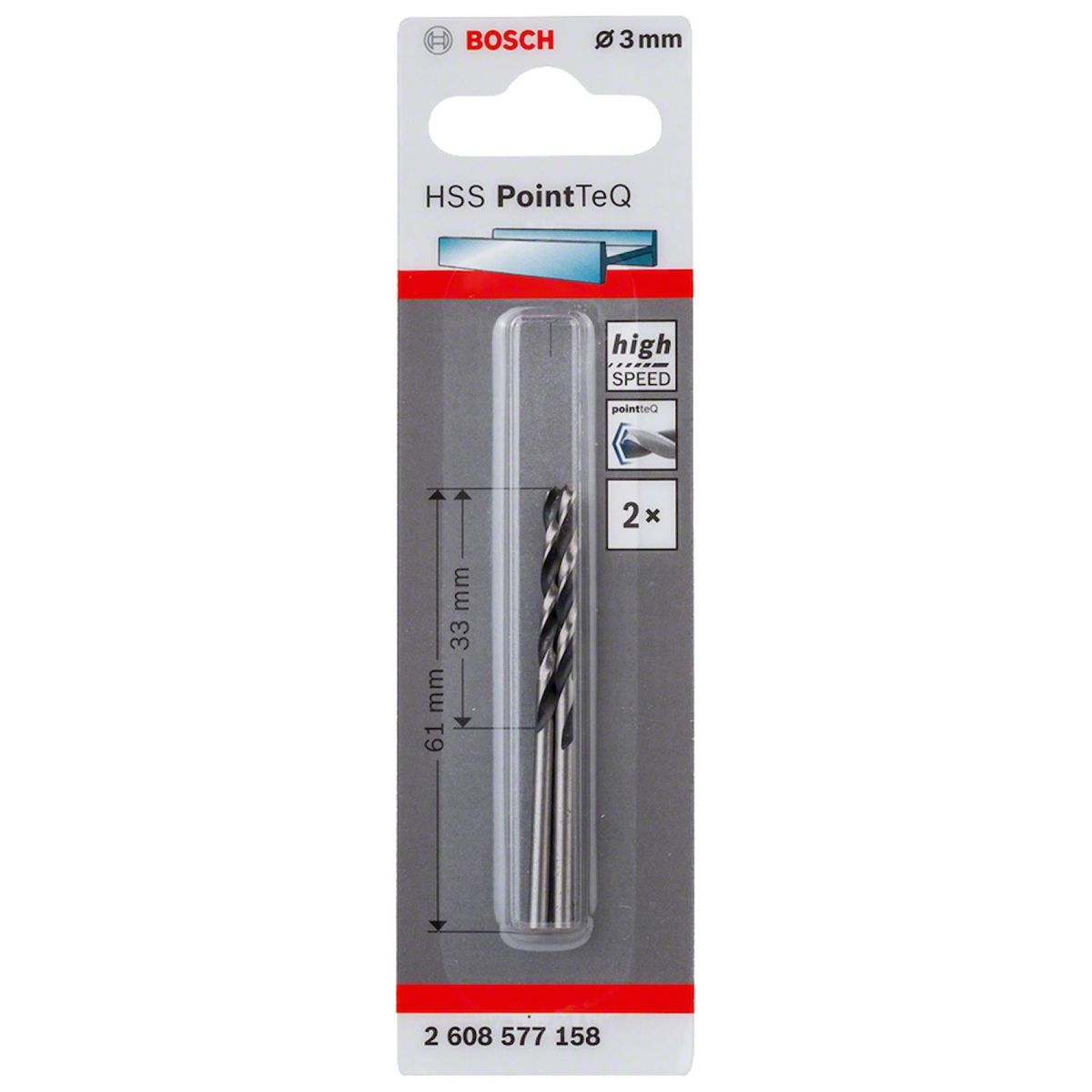 Pacote com 2 Unidades da Broca para Metal Hss-pointteq 3,0mm, marca Bosch - Foto 2