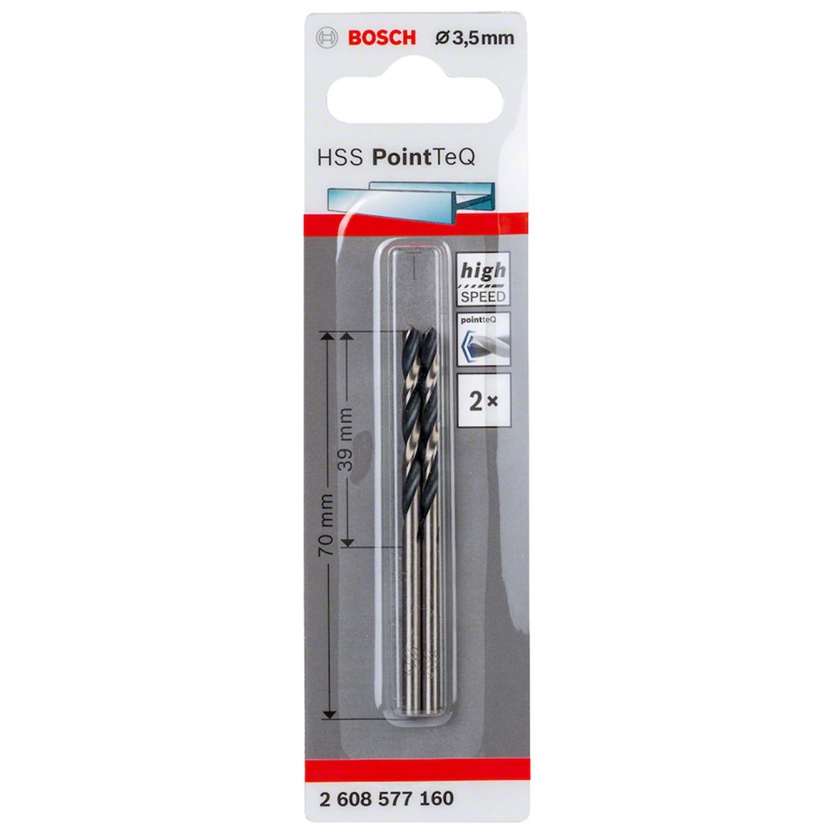 Pacote com 2 Unidades da Broca para Metal Hss-pointteq 3,5mm, marca Bosch - Foto 2