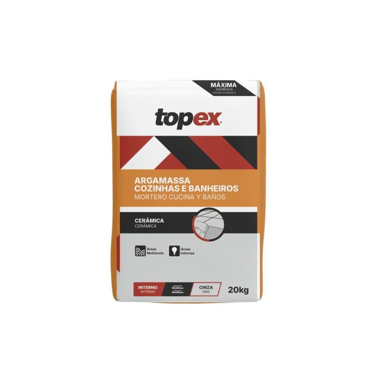 Argamassa para Cozinhas e Banheiros Cinza Saco 20 Kg Topex, marca Topex - Foto 2